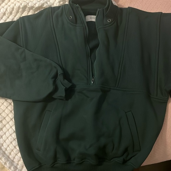 Joah Brown Retro half zip in pine - Picture 2 of 6